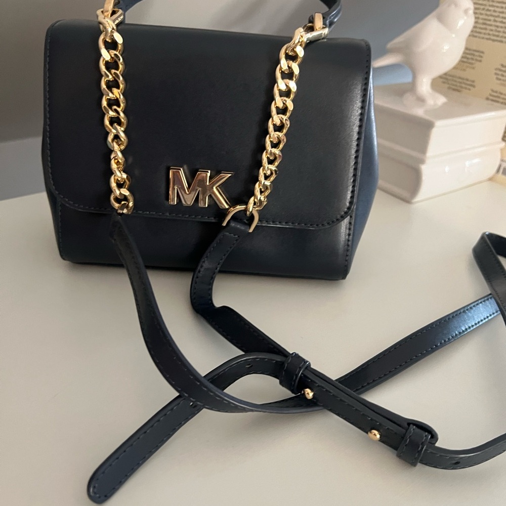 Michael Kors Navy Crossbody Bag with Gold Chain